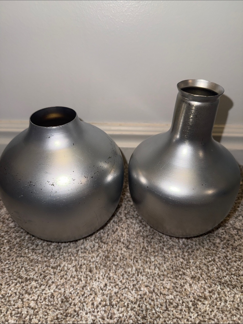 Silver Decorative Metal Vases - Set of 2